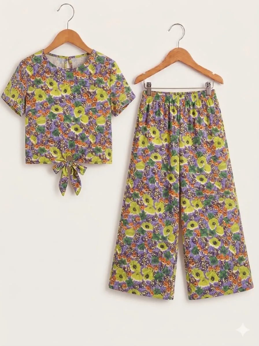 Yellow Sun Flowers Print Grey Skate Fish- Girls