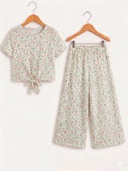 Red & Green Floral Flowers Print White Skate Fish- Girls