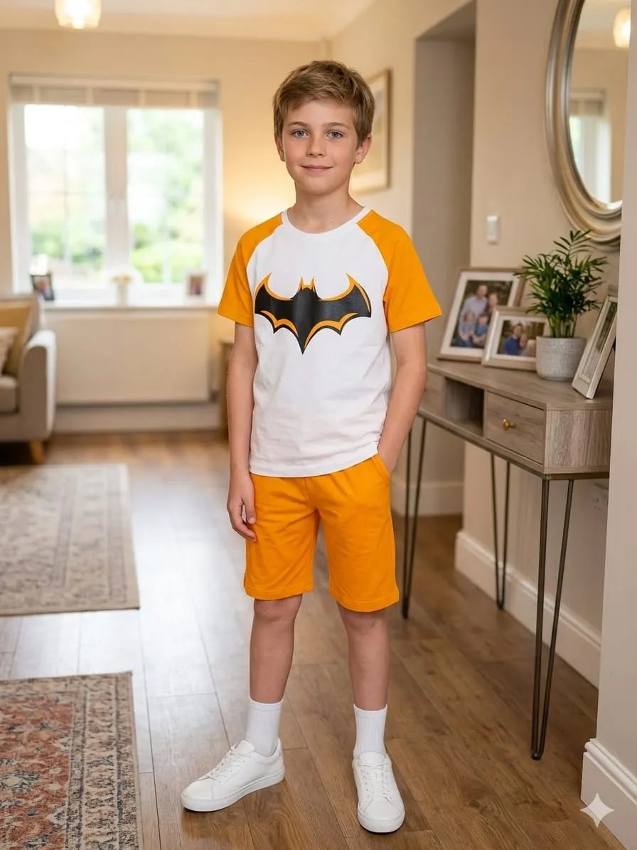 Batman Print Orange Nicker Suit Boys (44N)