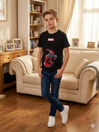 Marvel Print Black T- Shirt- Boys