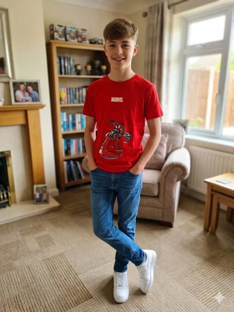 Marvel Print red T-shirt-Boys (10N)