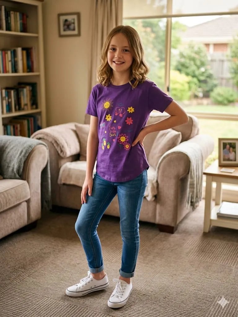 Fun in Sun Print Purple T- Shirt- Girls (2N)