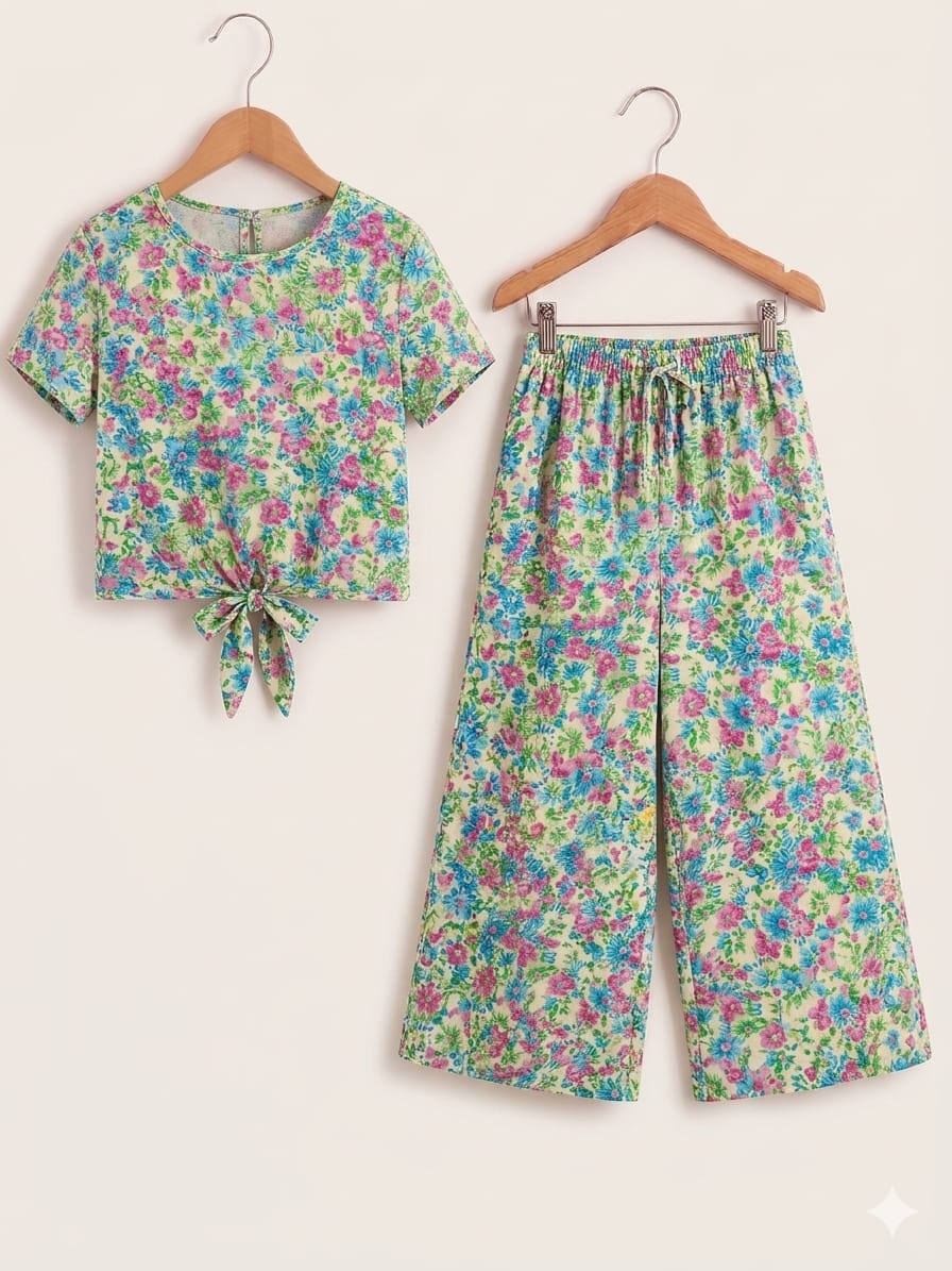 Sky & Flowers Print Sky Skate Fish- Girls