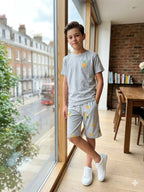 Pineapple Print mehroon Grey Suit- Boys