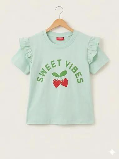 Sweet Vibes Print Pista T-Shirt-Girls (19N)