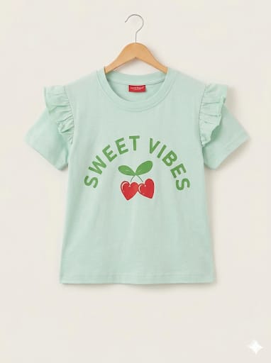 Sweet Vibes Print Pista T-Shirt-Girls