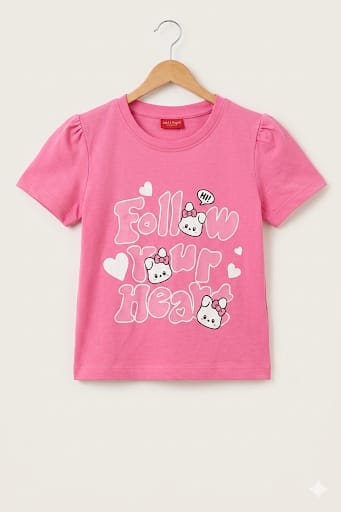 Follow Our Heart Baby Pink T-Shirt-Girls