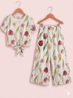 Red Tulip Print White Skate Fish- Girls