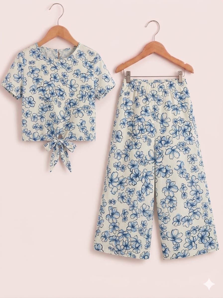 Blue Spring Blossom White Category  Skate Fish- Girls