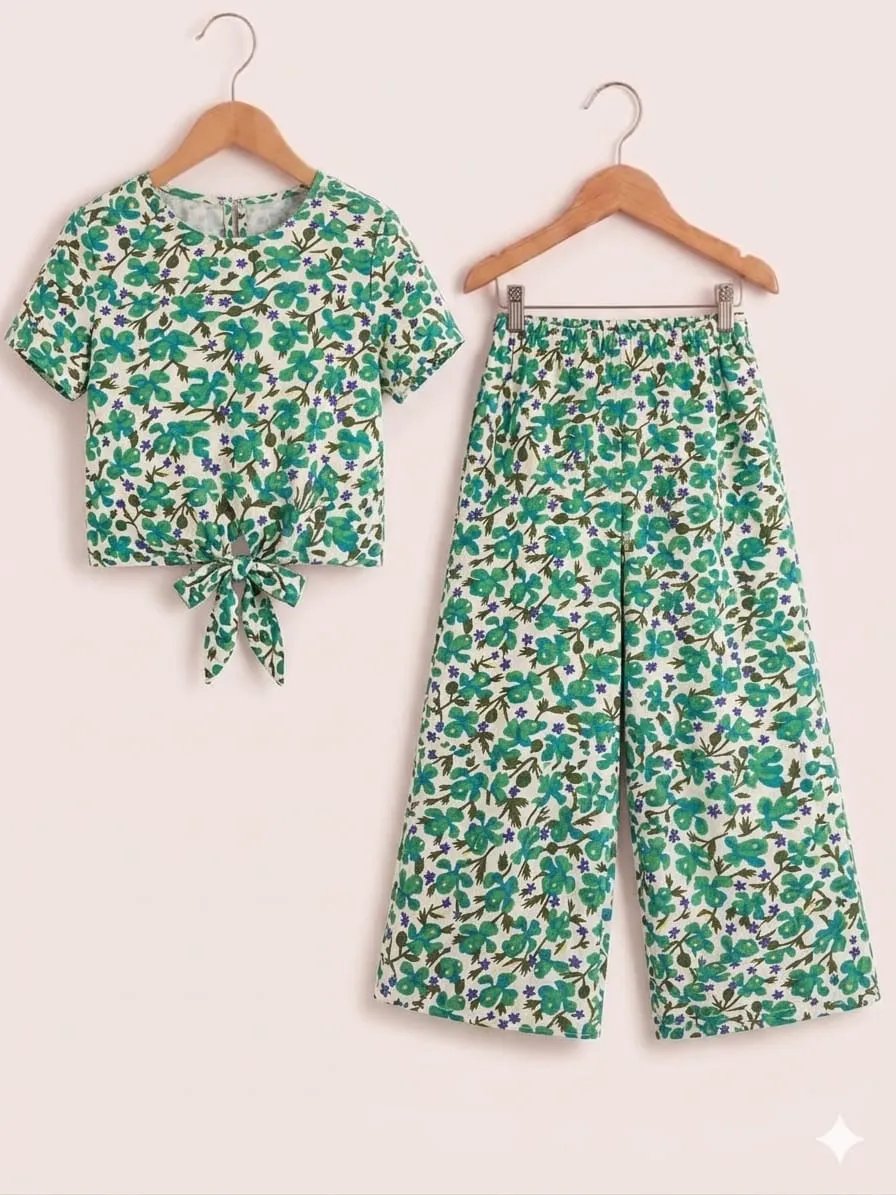Green & Brown Flowers Print White Skate  Fish