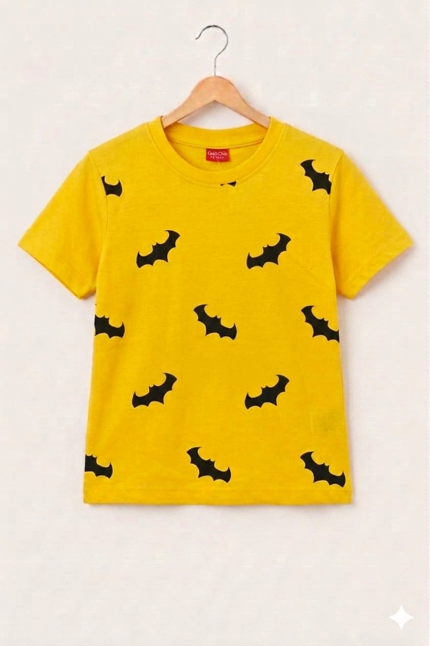 Batman Print Yellow T-Shirt- Boys