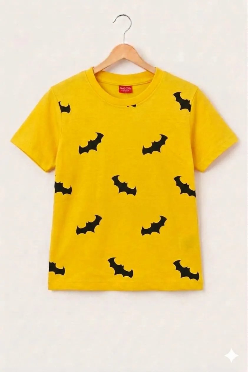 Batman Print Yellow T-Shirt- Boys (37N)