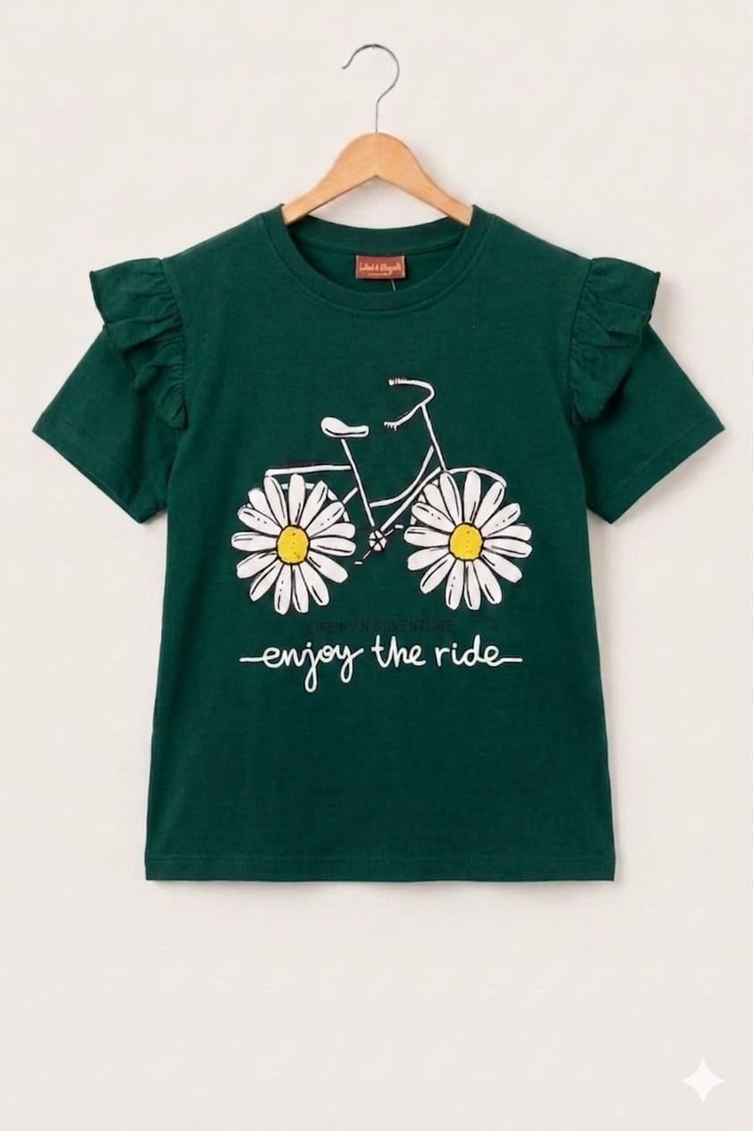 bicycle green T-Shirt- Girls