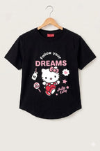 Dream Pandas Black T-Shirt-Girls(R-4)
