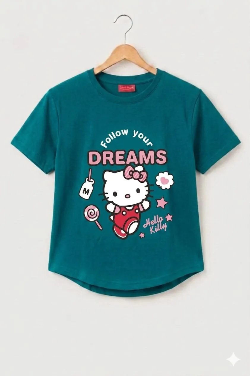 Dream Pandas Teal T-Shirt-for Girls