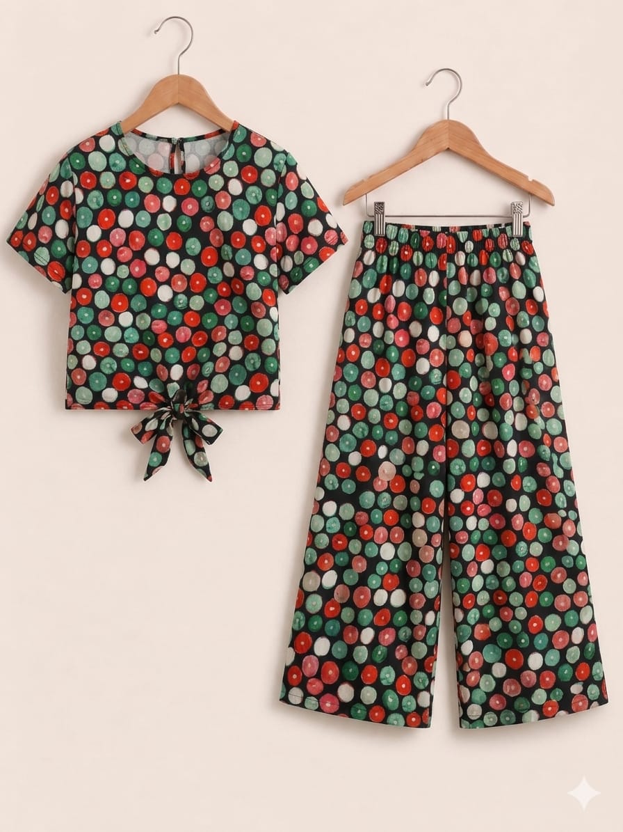 Red & Blue Dots Print Navy Skate Fish- Girls