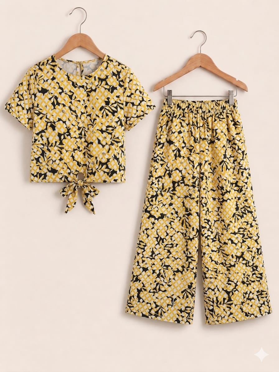 Black And Yellow Flowers Yellow Skate Fish- Girls