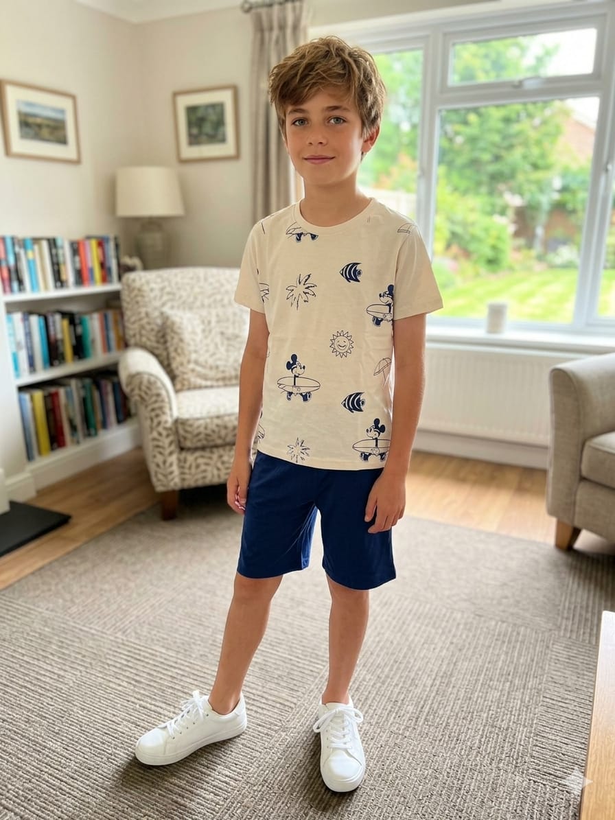 Multiple Printing White Nicker Suit- boys