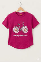 bicycle Dark Pink T-Shirt- Girls