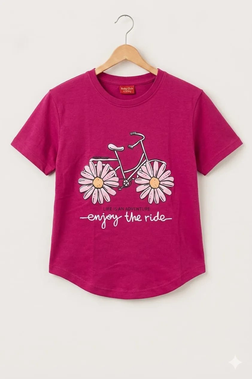 Bicycle Dark Pink T-Shirt Girls (40N)