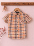Orange &  Lines Print Half Sleevless Casual Shirt- Boys