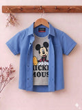 Mickey Mouse Print Double Casual Shirt- Boys