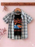 Big War Print Black Inner Double Casual Shirt- Boys