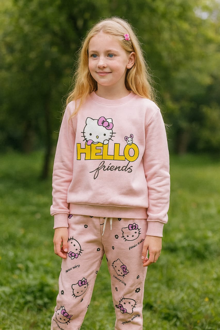 Hello friends baby pink track suit- Girs (R-12)