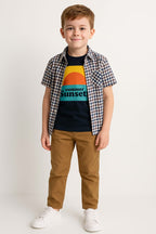 Sunset multi line double casual shirt- Boys