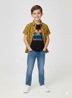 Summer Yellow Check Double Causal shirt Boys