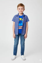 Sun Shine Purple Check D/Shirt Boys