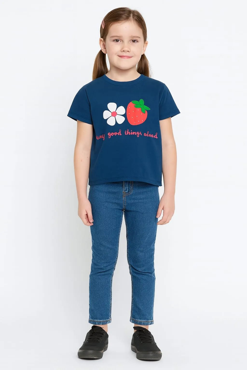 Very Good Thing Ahead Navy T-Shirt Girls (3N)