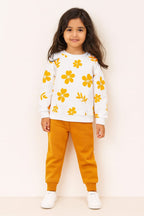 Mustard petal outfit white track suit- girls (R-2)