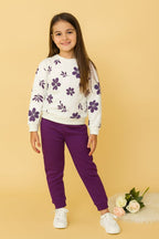 Purple flowers set white track suit- Girls (R-8)