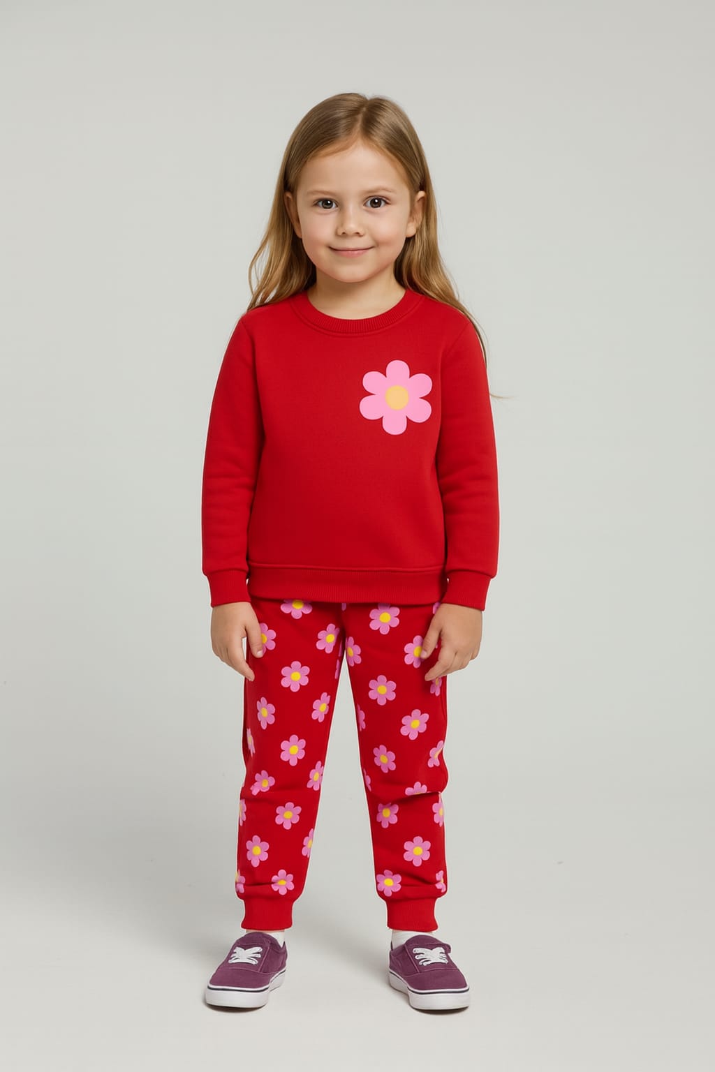 Sun flower red tracksuit-Girls (R-3)