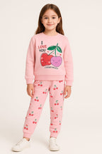 Cherry much baby pink Track suit-Girls(R-11)
