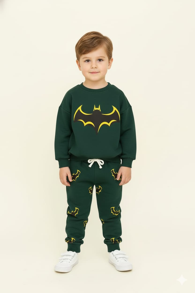 Batman print dark green track suit- Boys(R-48)