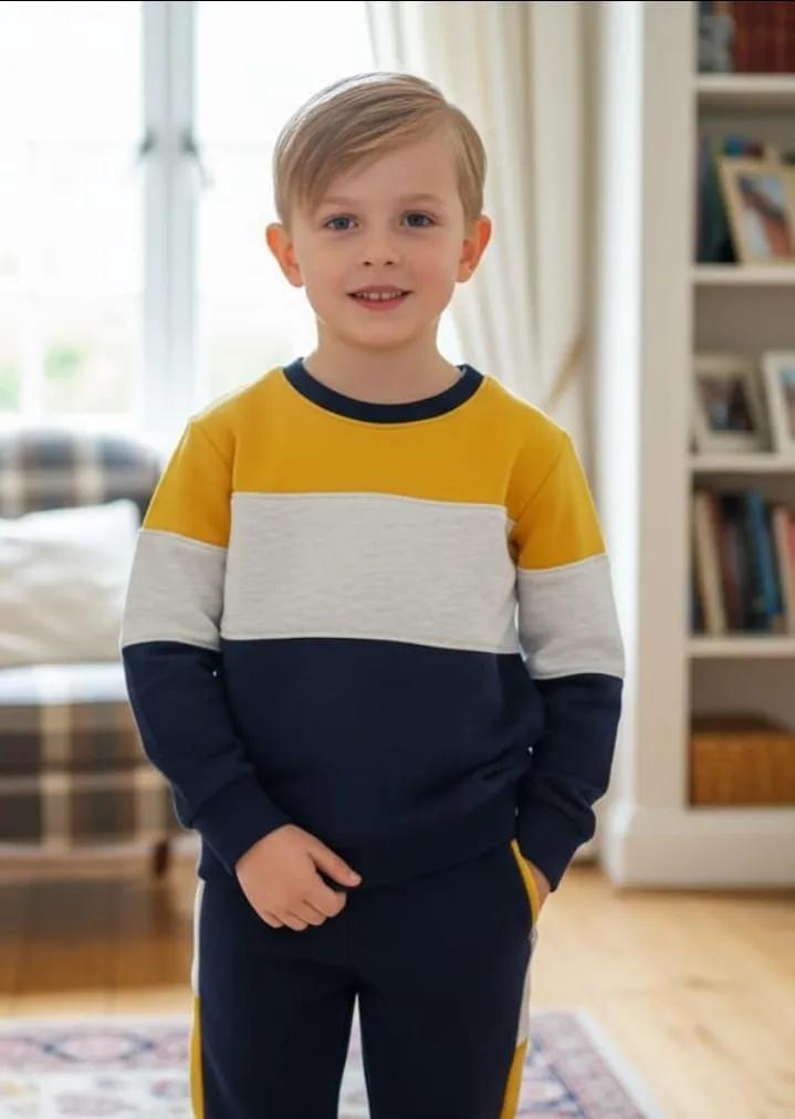 Three Panel Yellow and Navy Tracksuit - Boys