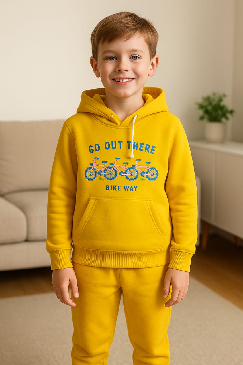 Get out there yellow hoodie track suit- Boys(R-33)