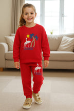 Falmingo red embroidery  track suit- Girls(R-8)