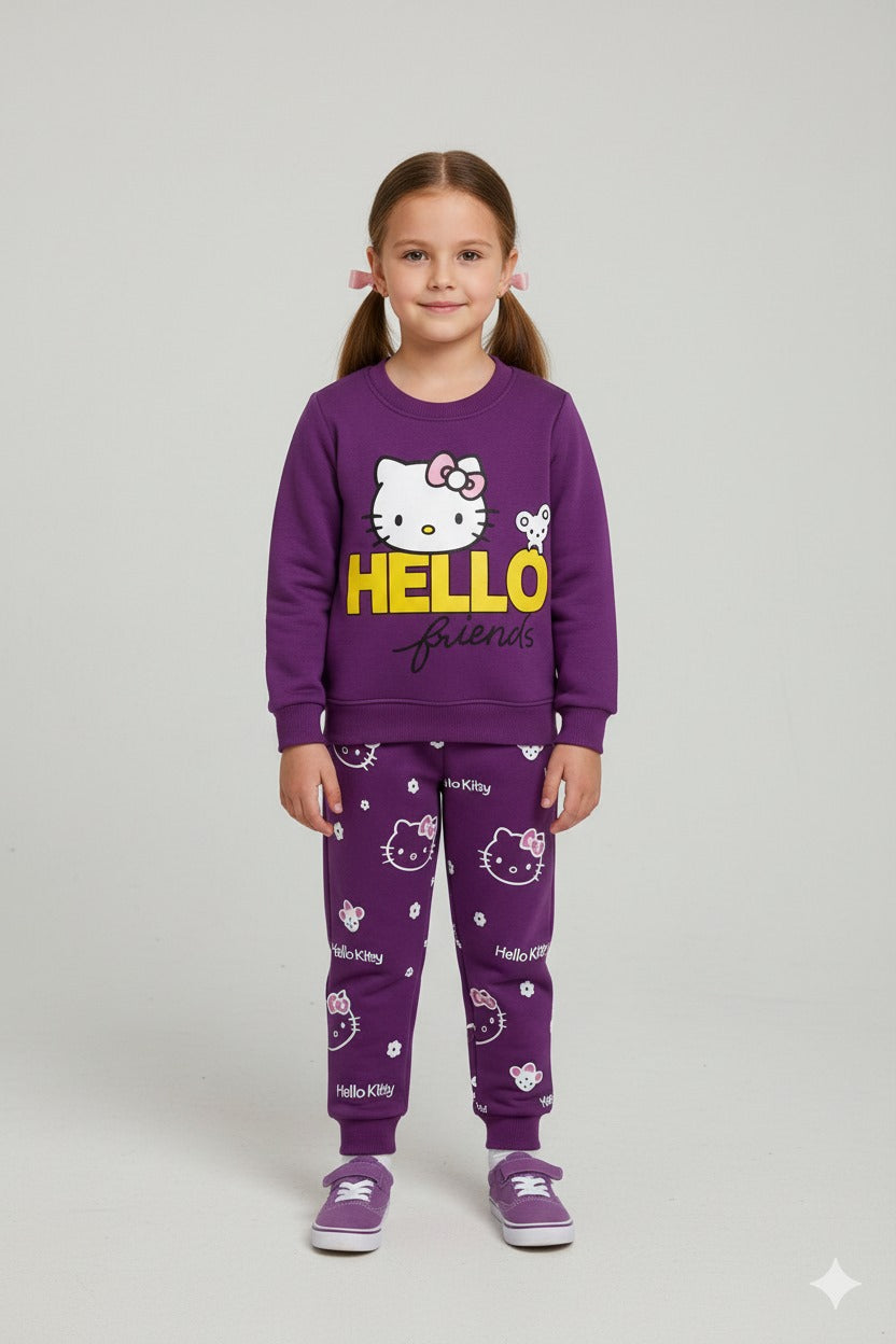 Hello friends  purple track suit- Girls (R-68)