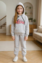 Meow gray hoodie track suit- Girls(R-34)