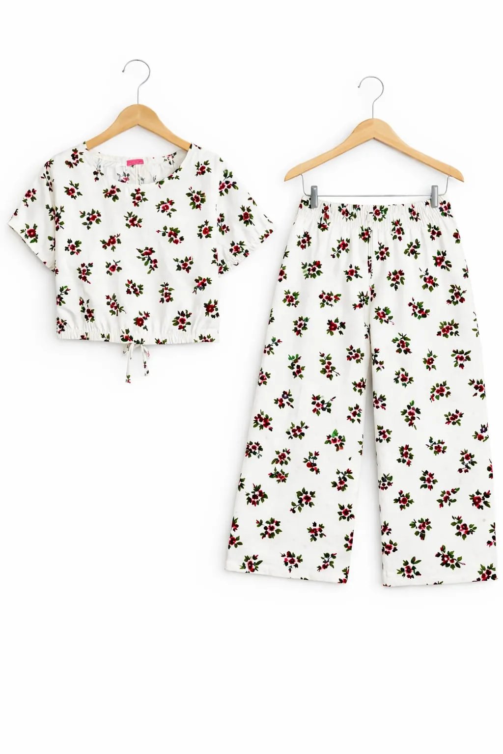 Red & Green Leaves Print White Skate Fish- Girls