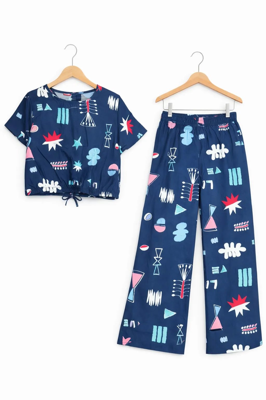 Multiple Shapes Print Navy Skate Fish- Girls