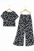 Sun Flowers Print Black Skate Fish- Girls