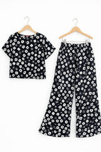 Sun Flowers Print Black Skate Fish- Girls