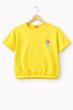 Flowers Embroidery   T-Shirt  Girls