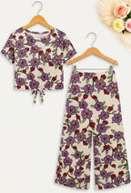 Purple Flowers Print  White Skate Fish- Girls