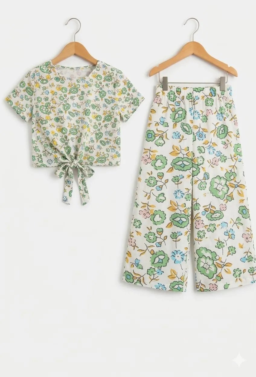 Blue Wild Flowers Set White Skate Fish- Girls