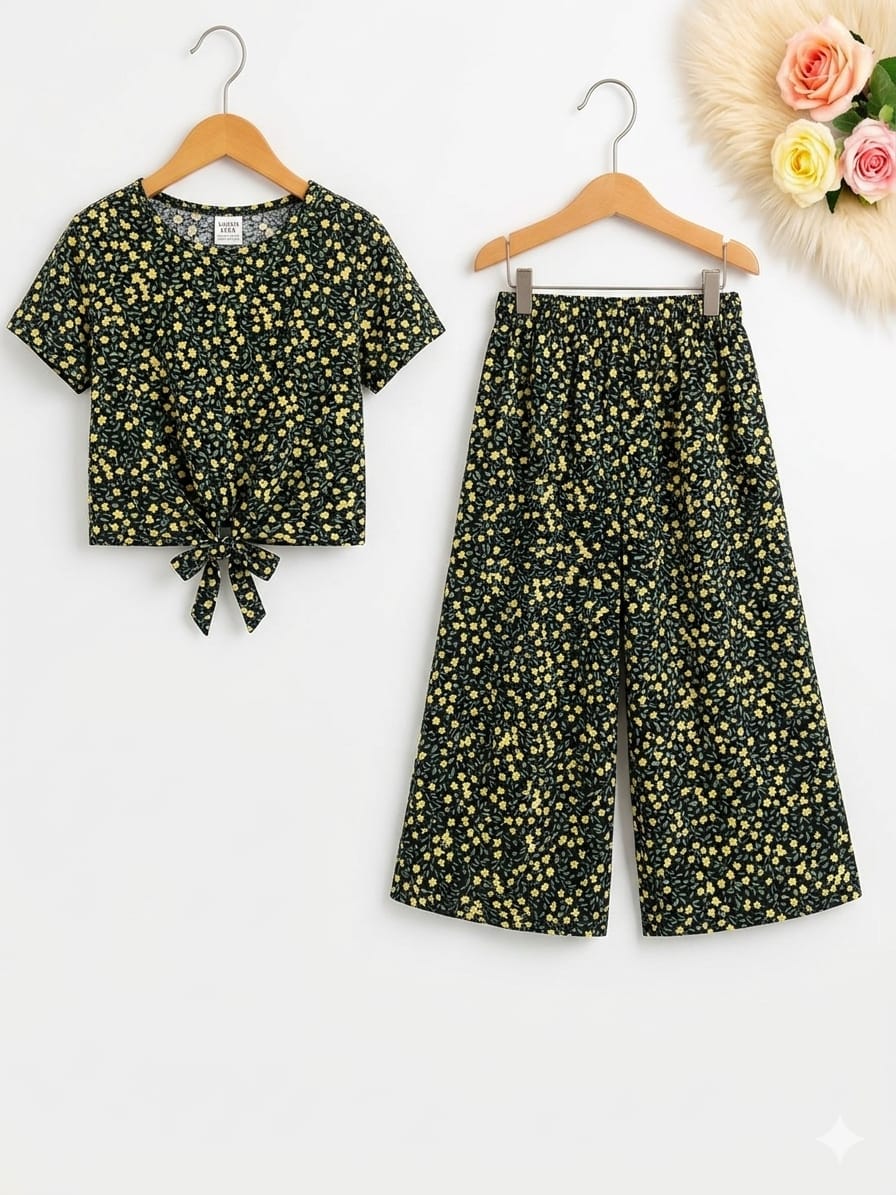 Lemon Flowers Half Sleeveless Skate Fish- Girls